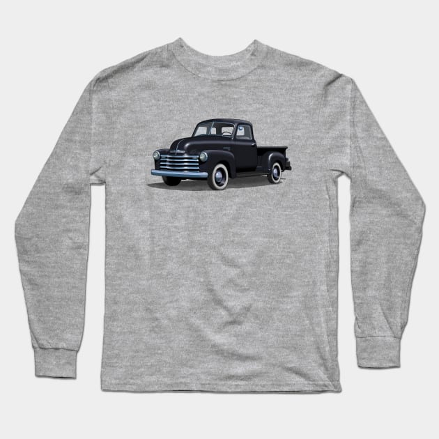 1949 Chevy Pickup Truck in black Long Sleeve T-Shirt by candcretro